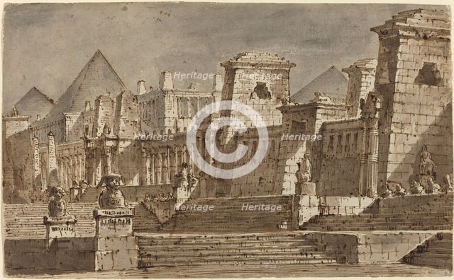 An Egyptian Stage Design, c. 1815. Creator: Pietro Gonzaga.