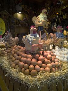 An egg display at La Bouqueria, Barcelona, Spain, 2020. Creator: Ethel Davies