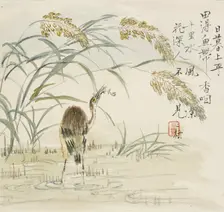 An egret eating a fish, 1857. Artist: Jin Yuan