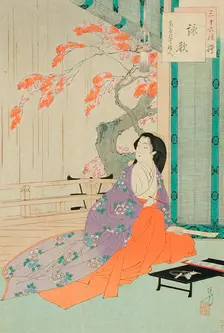 An'ei Era [1772-1781] Woman Composing Poems, published in 1891. Creator: Mizuno Toshikata