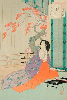An'ei Era [1772-1781] Woman Composing Poems, published in 1891. Creator: Mizuno Toshikata
