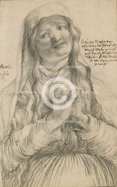 An elderly Woman with clasped Hands, early 16th century. Artist: Matthias Gruenewald.