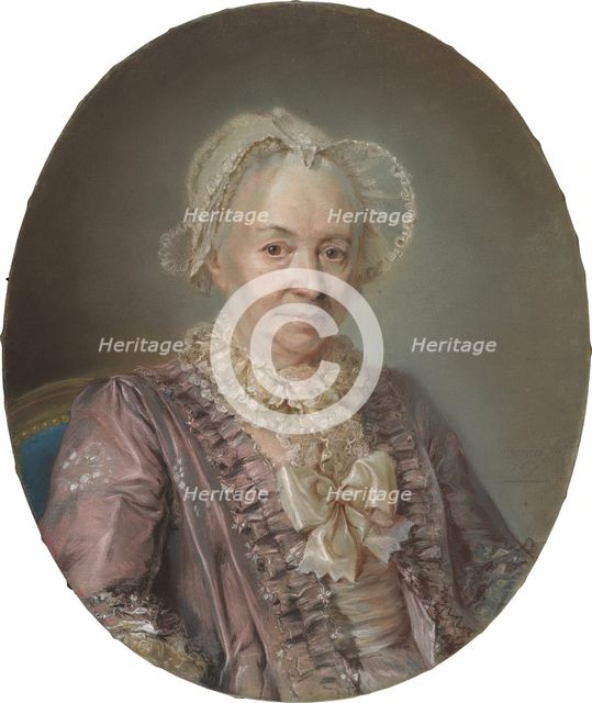 An Elderly Lady in a Mauve Silk Dress, 1767. Creator: Claude Bornet.