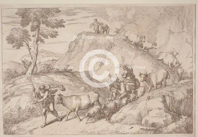 An Elderly Shepherd Leading the Flock, 1758/1759. Creator: Gaetano Gherardo Zompini.