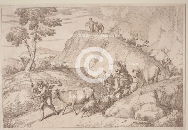 An Elderly Shepherd Leading the Flock, 1758/1759. Creator: Gaetano Gherardo Zompini.