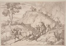 An Elderly Shepherd Leading the Flock, 1758/1759. Creator: Gaetano Gherardo Zompini