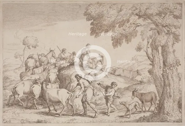 An Elderly Shepherd Seen from Behind, 1758/1759. Creator: Gaetano Gherardo Zompini.
