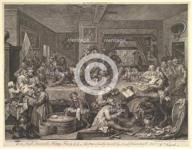 An Election Entertainment, Plate I: Four Prints of an Election, February 1755. Creator: William Hogarth.