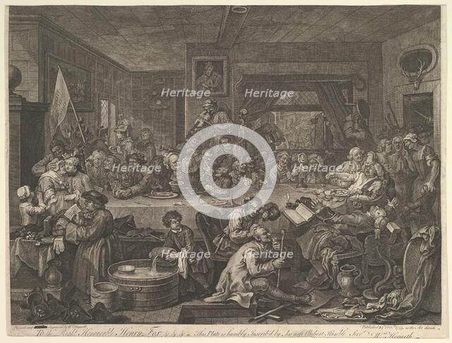 An Election Entertainment, Plate I: Four Prints of an Election, February 24, 1755. Creator: William Hogarth.