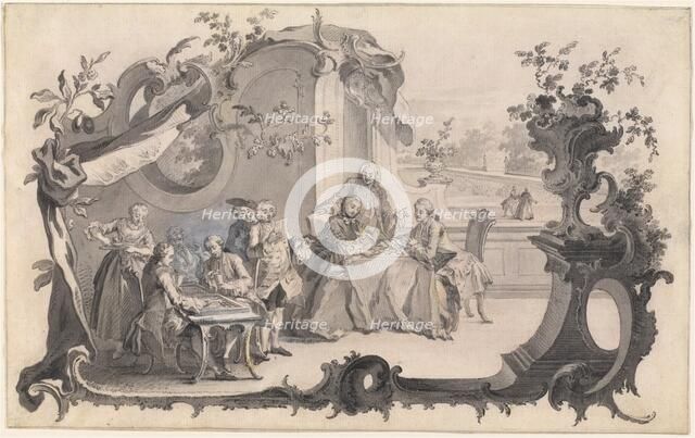 An Elegant Company Playing Board Games, 1756. Creator: Johann Esaias Nilson.