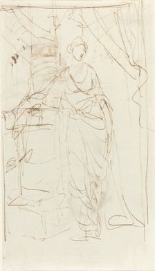 An Elegant Lady in Classical Dress [recto], 1780s. Creator: George Romney