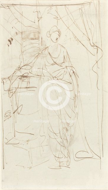 An Elegant Lady in Classical Dress [recto], 1780s. Creator: George Romney.
