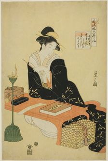 An Elegant Parody of the Six Poetic Immortals (Furyu yatsushi rokkasen): The Priest Kisen, c. 1793. Creator: Hosoda Eishi