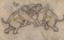 An Elephant Fight (Recto), between c1800 and c1825. Creator: Unknown