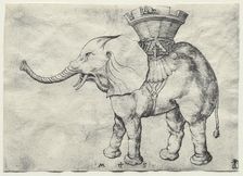 An Elephant with Howdah, c. 1485. Creator: Martin Schongauer (German, c.1450-1491)
