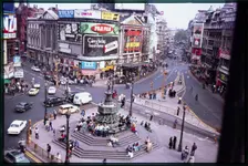 An elevated view looking north-east over Piccadilly Circus, London, 1977. Creator: Dorothy Chapman