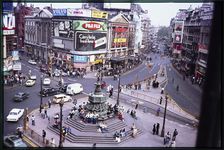 An elevated view looking north-east over Piccadilly Circus, London, 1977. Creator: Dorothy Chapman