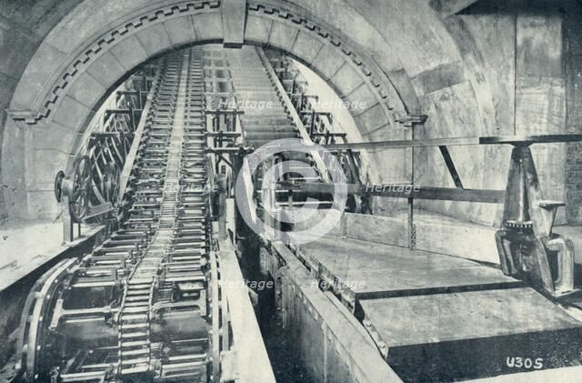'An Escalator in Course of Construction', 1922. Creator: Unknown.