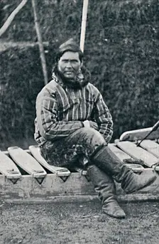 An Eskimo resting on his sledge, 1912. Artist: Pierre Petit