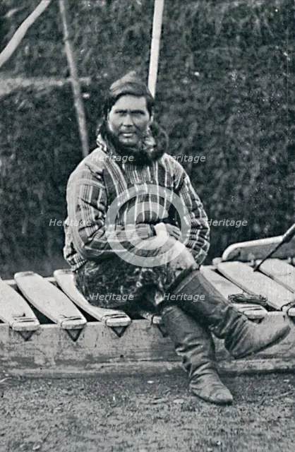 An Eskimo resting on his sledge, 1912. Artist: Pierre Petit.