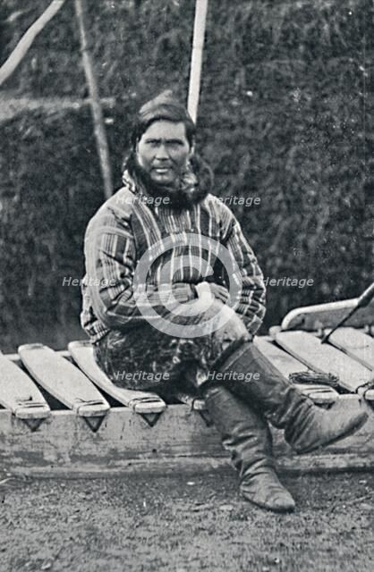 An Eskimo resting on his sledge, 1912. Artist: Pierre Petit.