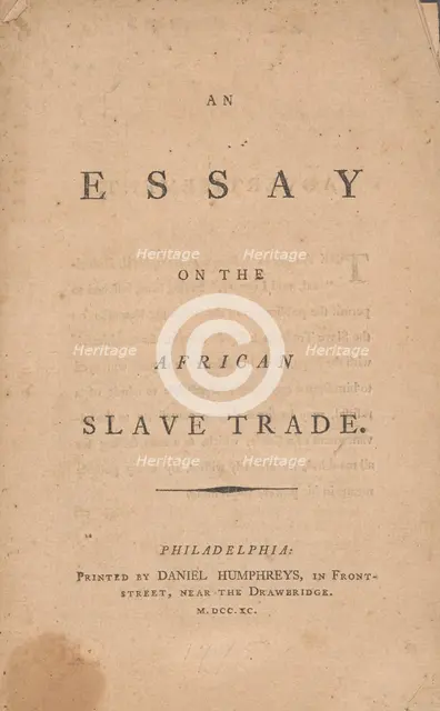 An essay on the African slave trade, 1790. Creator: Unknown.