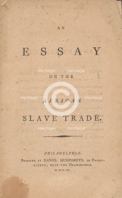 An essay on the African slave trade, 1790. Creator: Unknown.