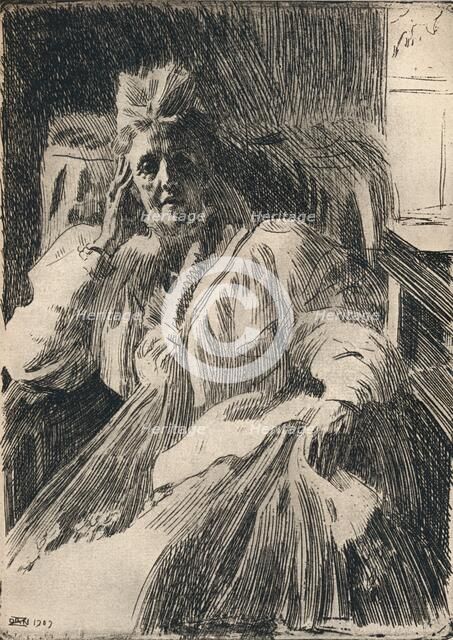 An Etching of the Dowagger Queen of Sweden, c1909. Artist: Anders Leonard Zorn.