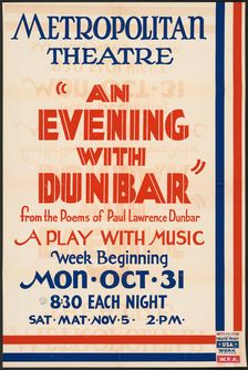 An Evening with Dunbar, Seattle, 1938. Creator: Unknown