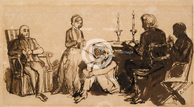 An Evening at the Combes' House, 1850-1851. Artist: Charles Allston Collins.