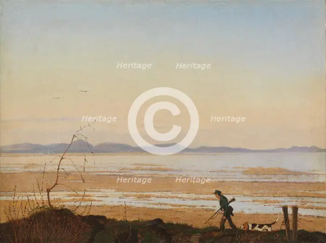 An Evening beside Lake Arresø, ca. 1837. Creator: Johan Thomas Lundbye.