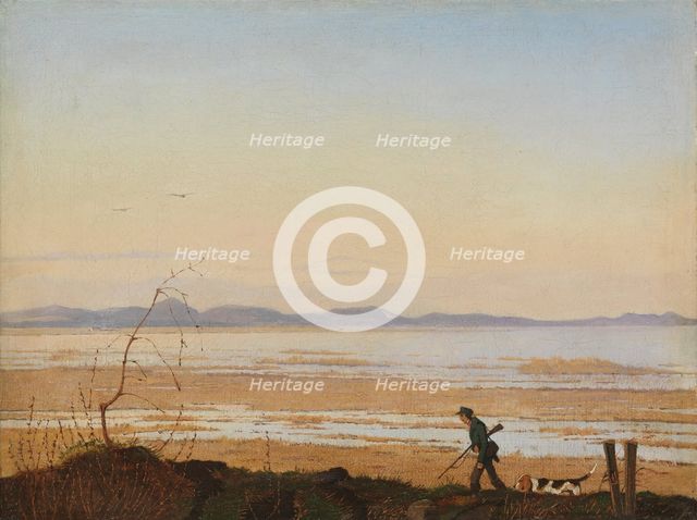 An Evening beside Lake Arresø, ca. 1837. Creator: Johan Thomas Lundbye.