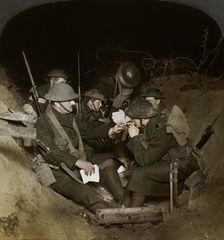 An evening in the reserve trenches at Beaumont Hamel, France, World War I, 1914-1918. Artist: Realistic Travels Publishers
