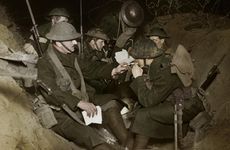 An evening in the reserve trenches at Beaumont Hamel, France, World War I, 1914-1918.  Artist: Realistic Travels Publishers.