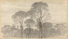 An Evening Landscape with Tall Trees. Creator: Birket Foster