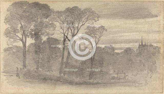An Evening Landscape with a Distant Cathedral. Creator: Birket Foster.