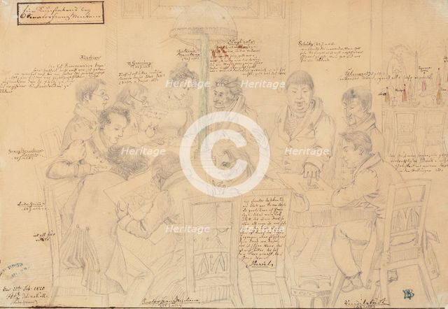 An evening of art at Senator Franz Brentano's, 1820. Creator: Ludwig Emil Grimm.