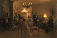 An Evening Party in the Artist's Home, 1899. Creator: Viggo Johansen