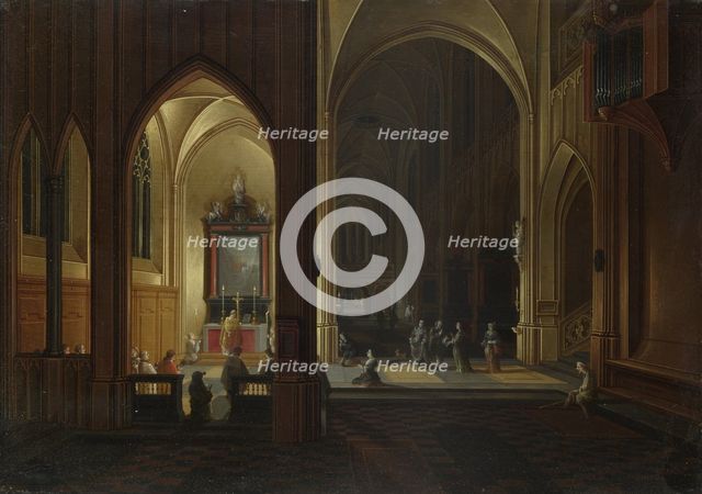 An Evening Service in a Church, 1649. Artist: Neeffs, Pieter, the Elder (1578-1661)