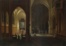 An Evening Service in a Church, 1649. Artist: Neeffs, Pieter, the Elder (1578-1661)