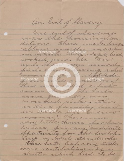 An Evil of Slavery, 1940. Creator: Melinda O. Smith.