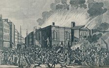 An exact representation of the burning, plundering and destruction of Newgate by the rioters on the