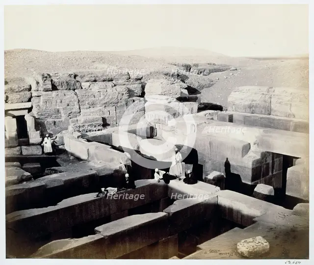 An excavated temple at the foot of the Sphinx, Giza, Egypt, 4th March 1862. Creator: Francis Bedford.