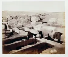 An excavated temple at the foot of the Sphinx, Giza, Egypt, 4th March 1862. Creator: Francis Bedford
