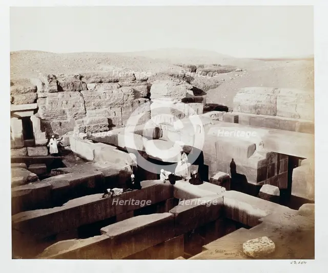 An excavated temple at the foot of the Sphinx, Giza, Egypt, 4th March 1862. Creator: Francis Bedford.
