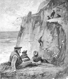 'An Excursion to St Kilda; Cragsmen snaring birds with a rod 1890. Creator: Unknown