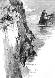 'An Excursion to St Kilda; Cragsmen taking sea birds eggs 1890. Creator: Unknown