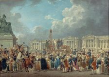 An execution on the Place de la Révolution, c. 1793. Creator: Demachy, Pierre-Antoine (1723-1807)