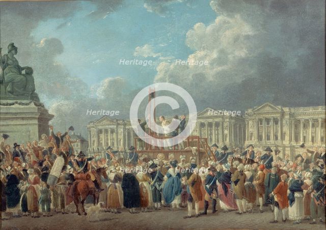 An execution on the Place de la Révolution, c. 1793. Creator: Demachy, Pierre-Antoine (1723-1807).
