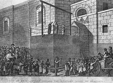 An execution before the debtor's door at Newgate Prison, London, c1809